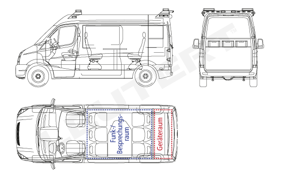 ELW1 Baugröße L mit 2 getrennten Räumen (Peugeot Boxer)